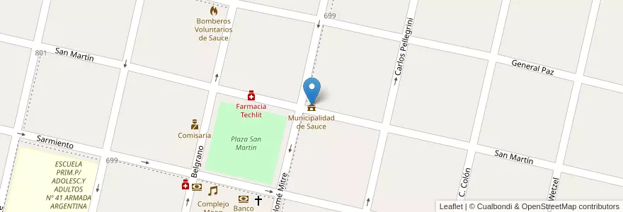 Mapa de ubicacion de Municipalidad de Sauce en 阿根廷, Corrientes, Departamento Sauce, Municipio De Sauce.