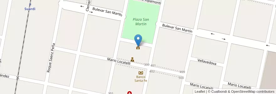 Mapa de ubicacion de Municipalidad de Suardi en Argentinië, Santa Fe, Departamento San Cristóbal, Municipio De Suardi.
