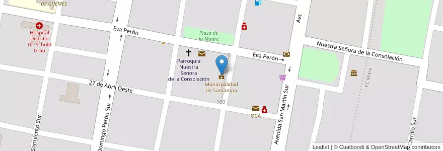 Mapa de ubicacion de Municipalidad de Sumampa en Argentina, Santiago Del Estero, Departamento Quebrachos, Sumampa.
