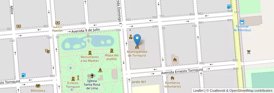 Mapa de ubicacion de Municipalidad de Tornquist en Argentinië, Buenos Aires, Partido De Tornquist, Tornquist.