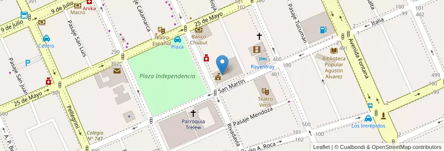 Mapa de ubicacion de Municipalidad de Trelew en الأرجنتين, شوبوت, Trelew, Departamento Rawson.