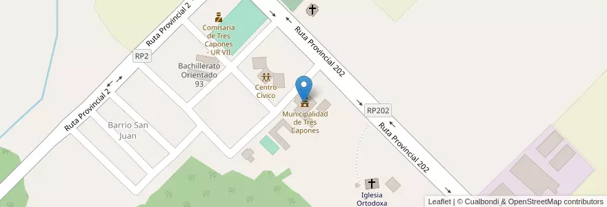 Mapa de ubicacion de Municipalidad de Tres Capones en アルゼンチン, ミシオネス州, Departamento Apóstoles, Municipio De Tres Capones.