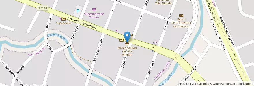 Mapa de ubicacion de Municipalidad de Villa Allende en Аргентина, Кордова, Departamento Colón, Municipio De Villa Allende, Pedanía Calera Norte, Villa Allende.