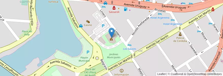 Mapa de ubicacion de Municipalidad de Villa Carlos Paz en Аргентина, Кордова, Departamento Punilla, Pedanía San Roque, Municipio De Villa Carlos Paz, Villa Carlos Paz.