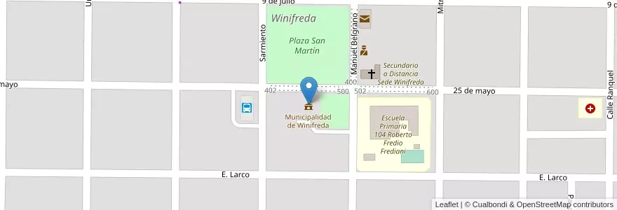 Mapa de ubicacion de Municipalidad de Winifreda en Argentine, La Pampa, Departamento Conhelo, Municipio De Winifreda.