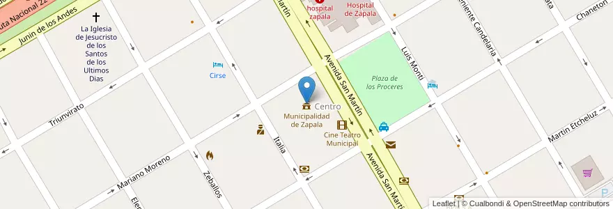 Mapa de ubicacion de Municipalidad de Zapala en Argentinië, Chili, Neuquén, Departamento Zapala, Zapala, Zapala.