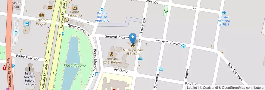 Mapa de ubicacion de Municipalidad El Bolsón en Arjantin, Şili, Río Negro, Departamento Bariloche, El Bolsón.