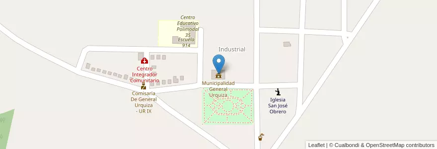 Mapa de ubicacion de Municipalidad General Urquiza en الأرجنتين, Misiones, Departamento San Ignacio, Municipio De General Urquiza.