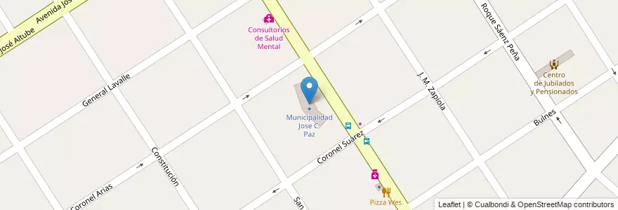 Mapa de ubicacion de Municipalidad Jose C. Paz en Argentinië, Buenos Aires, Partido De José C. Paz.
