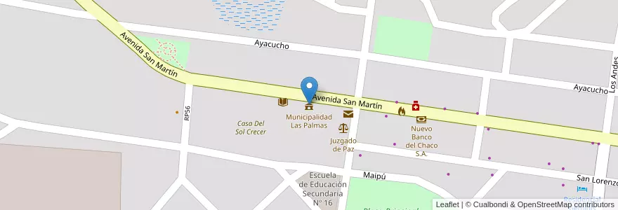 Mapa de ubicacion de Municipalidad Las Palmas en Arjantin, Chaco, Departamento Bermejo, La Leonesa - Las Palmas, Municipio De Las Palmas.
