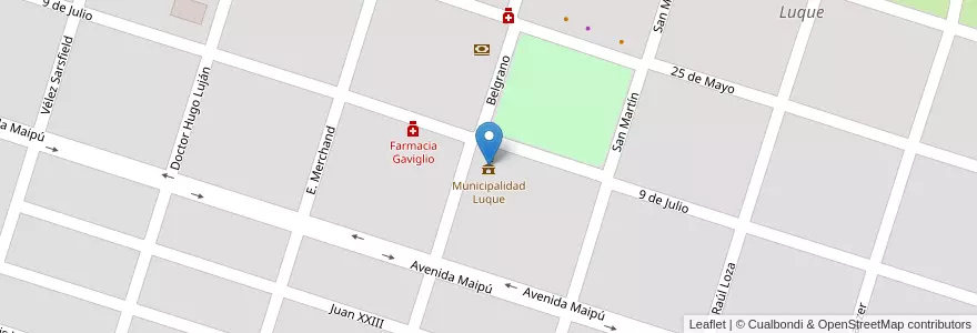 Mapa de ubicacion de Municipalidad Luque en 阿根廷, Córdoba, Departamento Río Segundo, Municipio De Luque, Pedanía Arroyo De Álvarez, Luque.