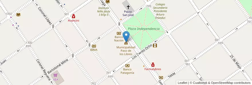 Mapa de ubicacion de Municipalidad Paso de los Libres en Аргентина, Корриентес, Departamento Paso De Los Libres, Municipio De Paso De Los Libres.