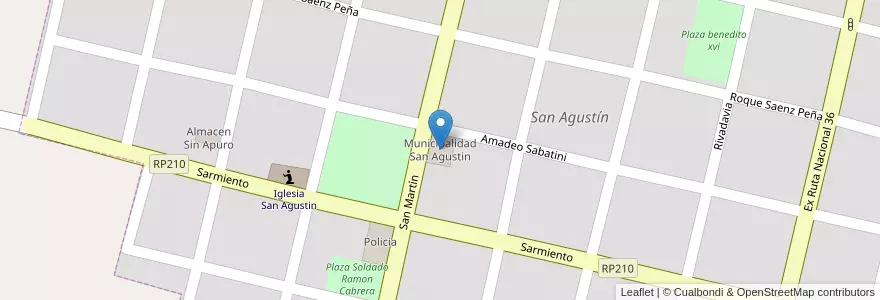Mapa de ubicacion de Municipalidad San Agustin en Argentinië, Córdoba, Departamento Calamuchita, Municipio De San Agustín, Pedanía Molinos, San Agustín.