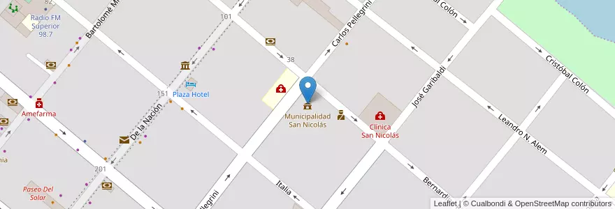 Mapa de ubicacion de Municipalidad San Nicolás en Argentina, Buenos Aires, Partido De San Nicolás, San Nicolás De Los Arroyos.
