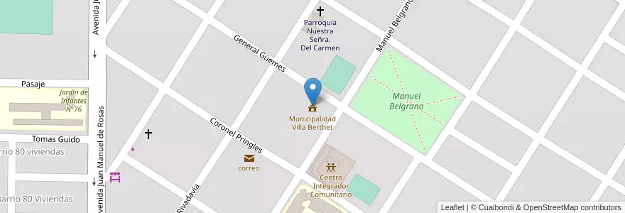 Mapa de ubicacion de Municipalidad Villa Berthet en アルゼンチン, チャコ州, Departamento San Lorenzo, Municipio De Villa Berthet.