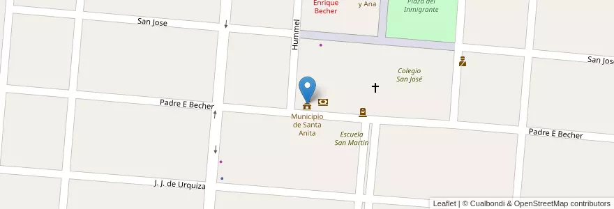 Mapa de ubicacion de Municipio de Santa Anita en Argentinië, Entre Ríos, Departamento Uruguay, Distrito Genacito.