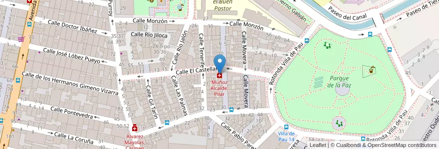 Mapa de ubicacion de Muñoz Alcalde, Pilar en Espanha, Aragão, Saragoça, Zaragoza, Saragoça.