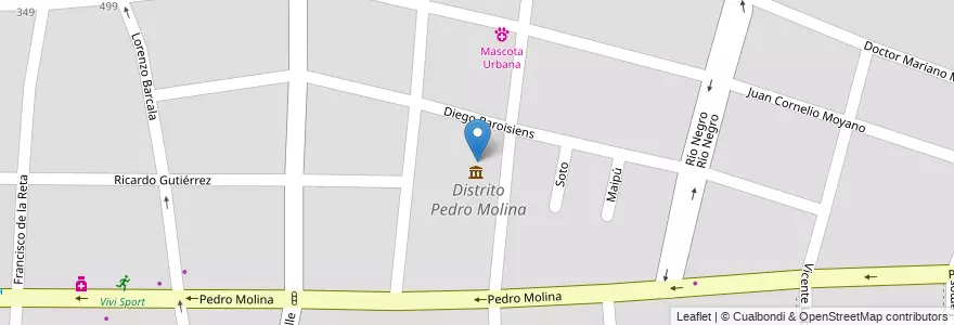 Mapa de ubicacion de Museo Casa Molina Pico en Argentina, Chile, Mendoza, Departamento Guaymallén, Distrito Pedro Molina.