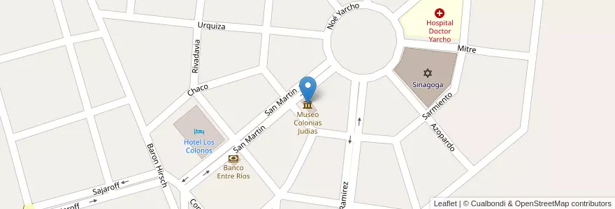 Mapa de ubicacion de Museo Colonias Judias en アルゼンチン, エントレ・リオス州, Departamento Villaguay, Distrito Bergara, Villa Domínguez.