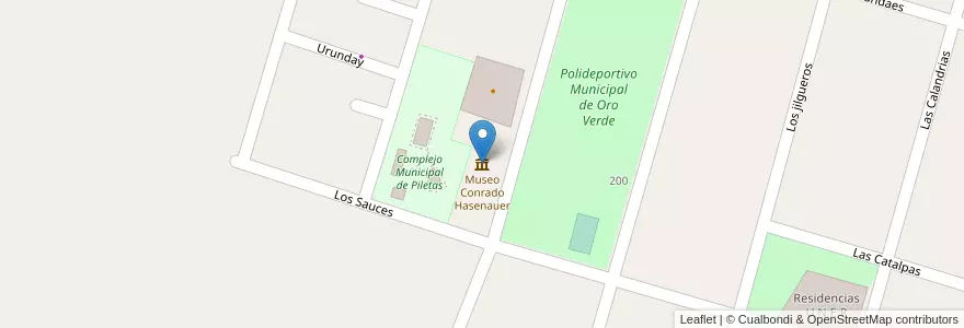 Mapa de ubicacion de Museo Conrado Hasenauer en Argentine, Province D'Entre Ríos, Departamento Paraná, Distrito Sauce, Oro Verde.