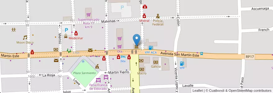 Mapa de ubicacion de Museo Cooperativo Eldorado en Arjantin, Misiones, Departamento Eldorado, Municipio De Eldorado, Eldorado.