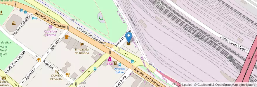Mapa de ubicacion de Museo de Arquitectura y Diseño, Recoleta en Argentina, Ciudad Autónoma De Buenos Aires, Comuna 1, Buenos Aires.