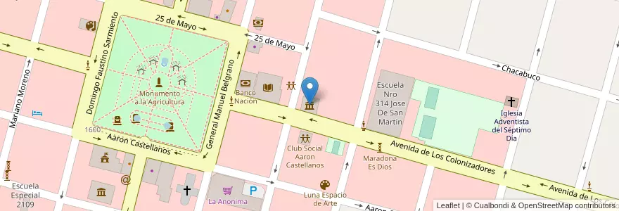 Mapa de ubicacion de Museo de Arte Héctor Borla en Arjantin, Santa Fe, Departamento Las Colonias, Municipio De Esperanza, Esperanza.