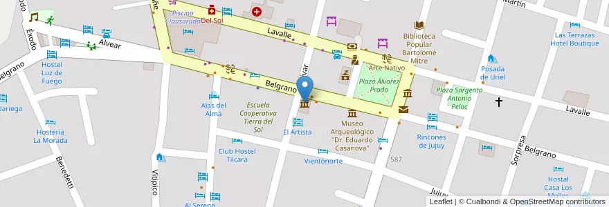 Mapa de ubicacion de Museo de Bellas Artes Hugo Irureta en 阿根廷, Jujuy, Departamento Tilcara, Municipio De Tilcara.