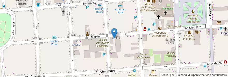 Mapa de ubicacion de Museo de Bellas Artes Laureano Brizuela en Arjantin, Catamarca, Departamento Capital, Municipio De San Fernando Del Valle De Catamarca, San Fernando Del Valle De Catamarca.