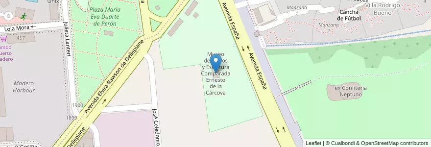 Mapa de ubicacion de Museo de Calcos y Escultura Comparada Ernesto de la Cárcova, Puerto Madero en Argentinië, Ciudad Autónoma De Buenos Aires, Comuna 1, Buenos Aires.