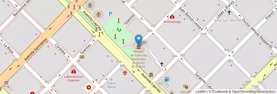 Mapa de ubicacion de Museo de Ciencias Naturales Augusto B. Schulz en Arjantin, Chaco, Departamento San Fernando, Resistencia, Resistencia.