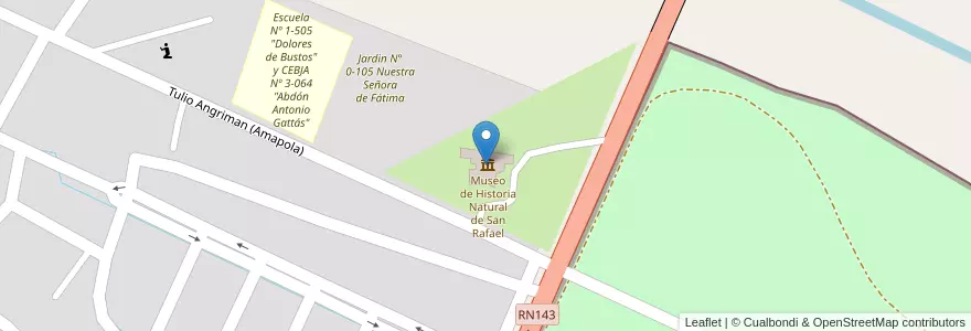 Mapa de ubicacion de Museo de Historia Natural de San Rafael en Argentina, Cile, Mendoza, San Rafael, Distrito Ciudad De San Rafael, Departamento San Rafael.