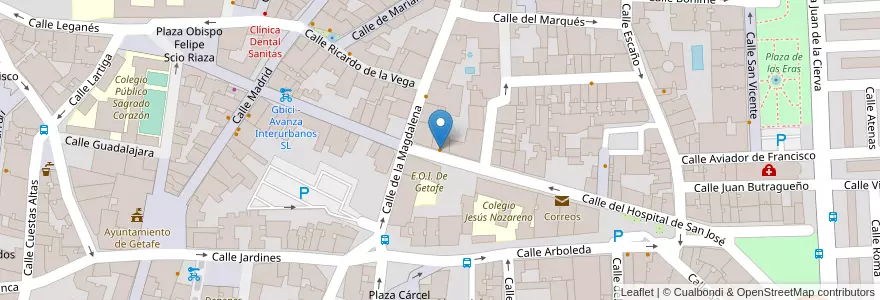Mapa de ubicacion de Museo de la Cerveza en إسبانيا, منطقة مدريد, منطقة مدريد, Área Metropolitana De Madrid Y Corredor Del Henares, Getafe.