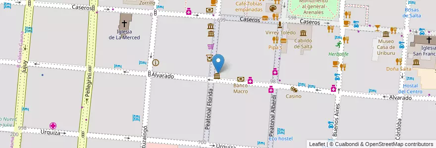 Mapa de ubicacion de Museo de la Ciudad Casa de Hernández en Arjantin, Salta, Capital, Municipio De Salta, Salta.