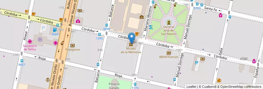 Mapa de ubicacion de Museo de la Memoria en 阿根廷, Santa Fe, Departamento Rosario, Municipio De Rosario, 罗萨里奥.
