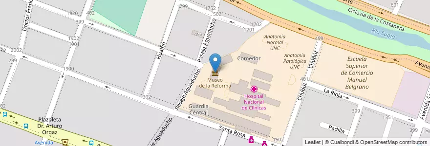 Mapa de ubicacion de Museo de la Reforma en 阿根廷, Córdoba, Departamento Capital, Pedanía Capital, Córdoba, Municipio De Córdoba.