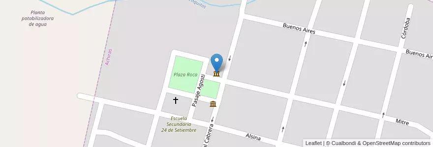 Mapa de ubicacion de Museo del Desierto en アルゼンチン, コルドバ州, Departamento Río Cuarto, Pedanía Achiras, Achiras.