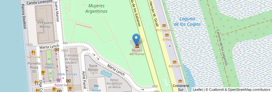 Mapa de ubicacion de Museo del Humor, Puerto Madero en Arjantin, Ciudad Autónoma De Buenos Aires, Comuna 1, Buenos Aires.