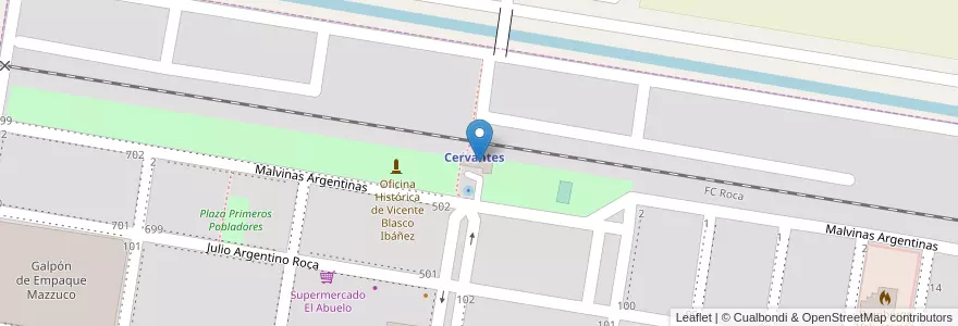Mapa de ubicacion de Museo Histórico en الأرجنتين, ريو نيغرو, Departamento General Roca, Municipio De Cervantes, Cervantes.