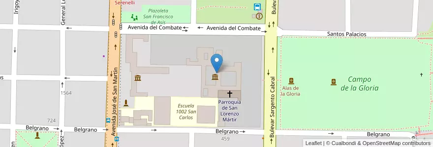 Mapa de ubicacion de Museo Histórico del Convento San Carlos en 아르헨티나, Santa Fe, Departamento San Lorenzo, Municipio De San Lorenzo, San Lorenzo.