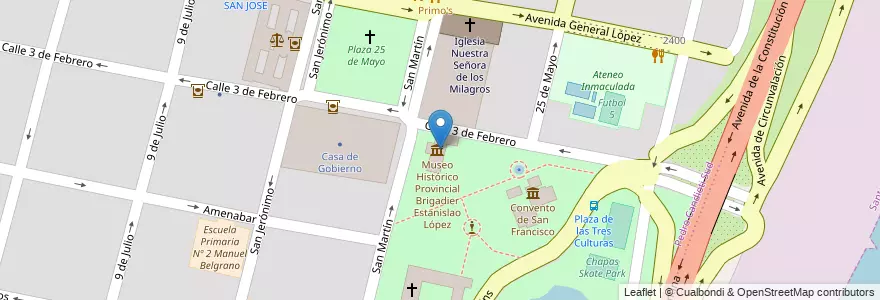 Mapa de ubicacion de Museo Histórico Provincial Brigadier Estanislao López en 阿根廷, Santa Fe, Departamento La Capital, Santa Fe Capital, Santa Fe.