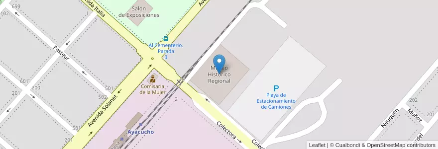 Mapa de ubicacion de Museo Histórico Regional en アルゼンチン, ブエノスアイレス州, Partido De Ayacucho, Ayacucho.