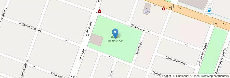 Mapa de ubicacion de Museo Las Bóvedas en Argentinien, Chile, Mendoza, Departamento San Martín, Distrito Ciudad De San Martín.