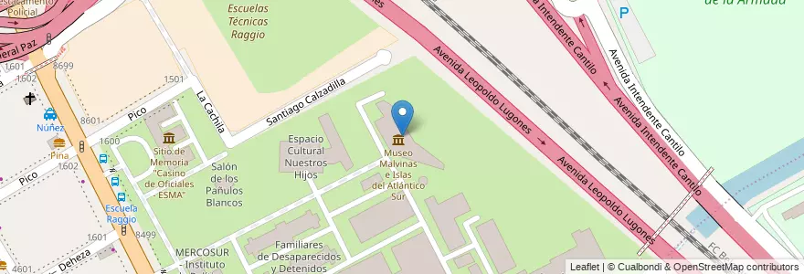 Mapa de ubicacion de Museo Malvinas e Islas del Atlántico Sur, Nuñez en آرژانتین, Ciudad Autónoma De Buenos Aires, Buenos Aires, Comuna 13.