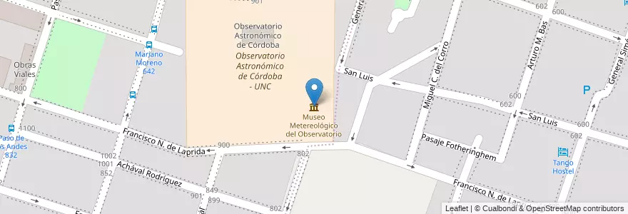 Mapa de ubicacion de Museo Metereológico del Observatorio en Argentina, Córdoba, Departamento Capital, Pedanía Capital, Córdoba, Municipio De Córdoba.