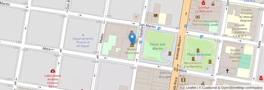 Mapa de ubicacion de Museo Municipal en الأرجنتين, ريو نيغرو, General Roca, Departamento General Roca, General Roca.