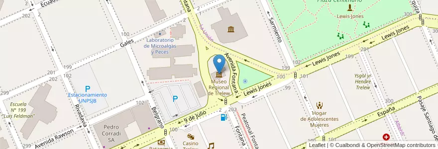 Mapa de ubicacion de Museo Regional de Trelew en آرژانتین, چوبوت, Trelew, Departamento Rawson.