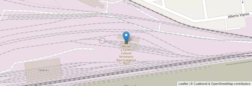 Mapa de ubicacion de Museo y Centro cultural ferroviario Raul Scalabrini Ortiz en 阿根廷, 布宜诺斯艾利斯省, Partido De Morón, Haedo.
