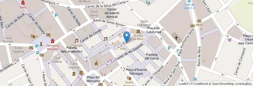 Mapa de ubicacion de Museu del Vermut en 스페인, Catalunya, Tarragona, Baix Camp, Reus.