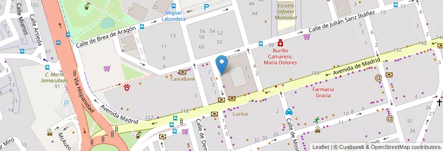 Mapa de ubicacion de Música Nova en スペイン, アラゴン州, サラゴサ, Zaragoza, サラゴサ.